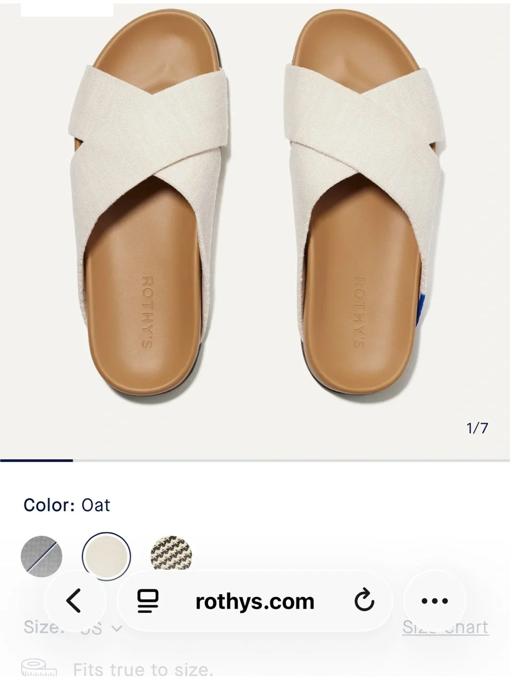 Rothy's The Weekend Slide — Cream Crossband Slide Sandals